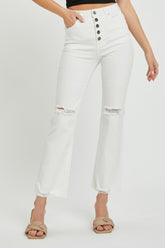 RISEN Women's High Rise Button Fly Straight Ankle Jeans - Versatile & Stylish
